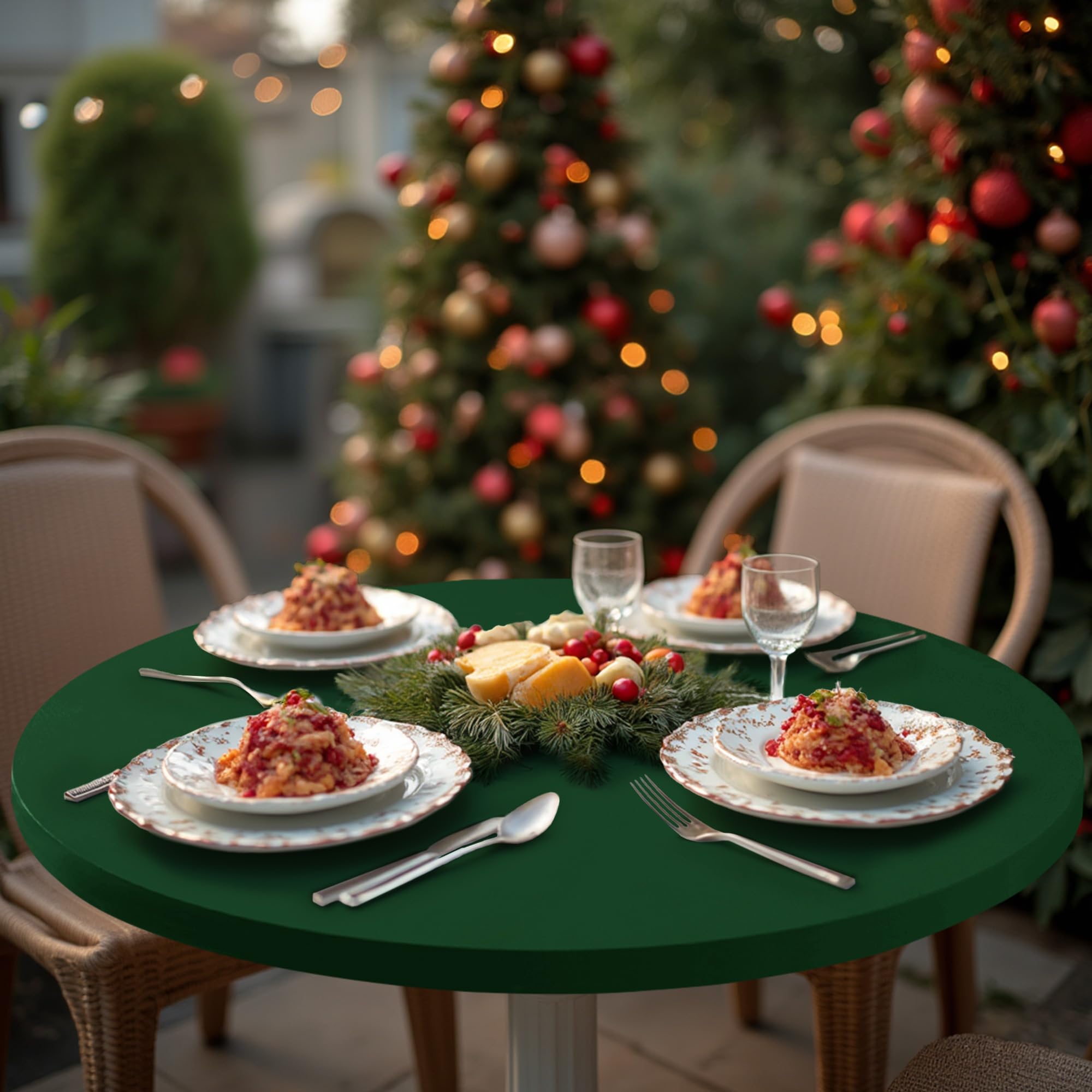 Enjoyidea water-repellent round table cloth resists spills for outdoor use