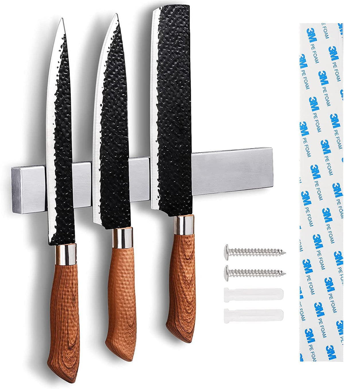 Enkrio 10-Inch knife strip front view shows sleek stainless steel design for easy access