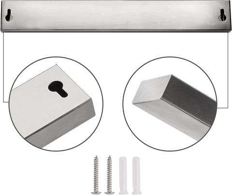 Close-up of Enkrio stainless steel magnetic strip highlighting strong magnet