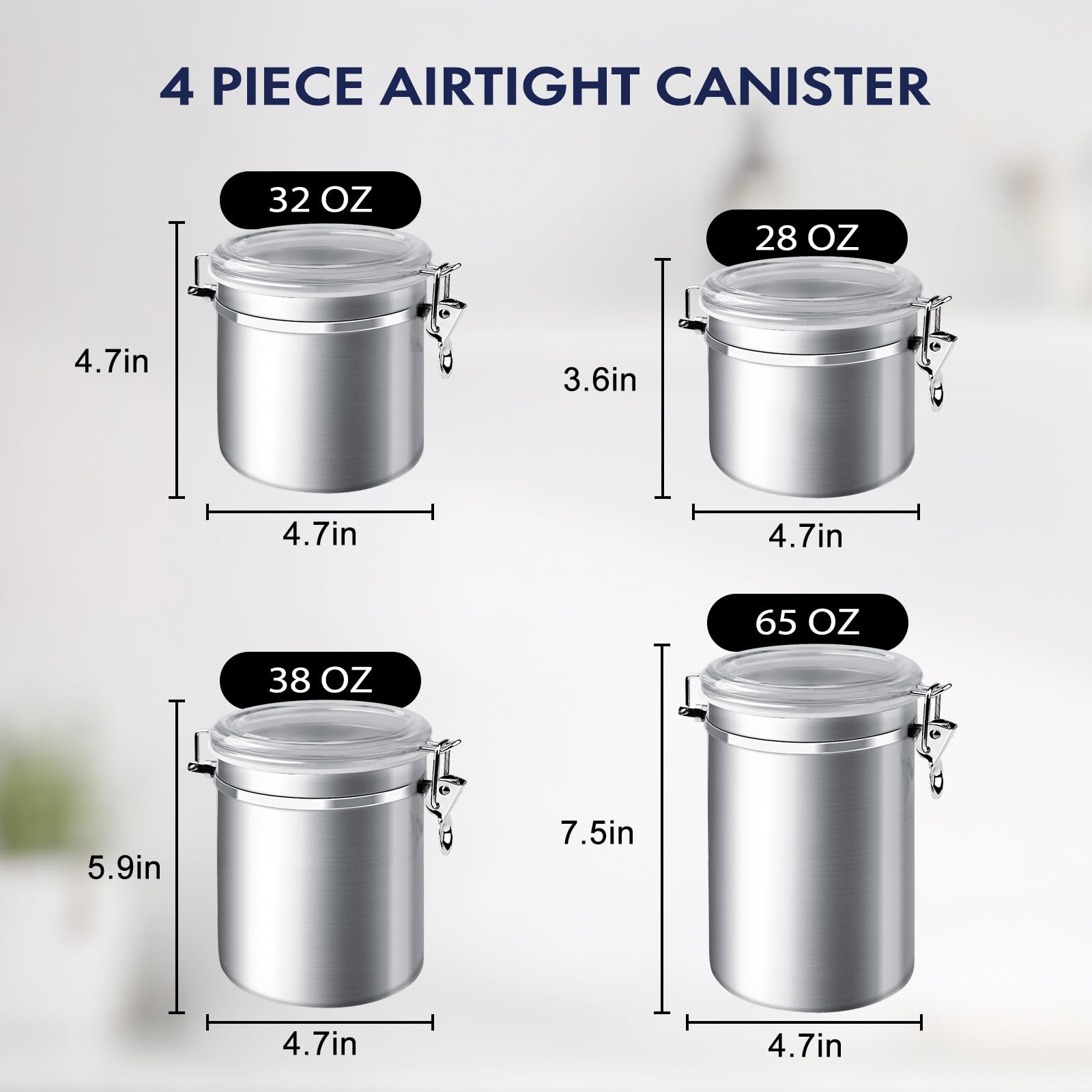 ENLOY stainless steel canisters with clear lids show contents at a glance for easy prep.