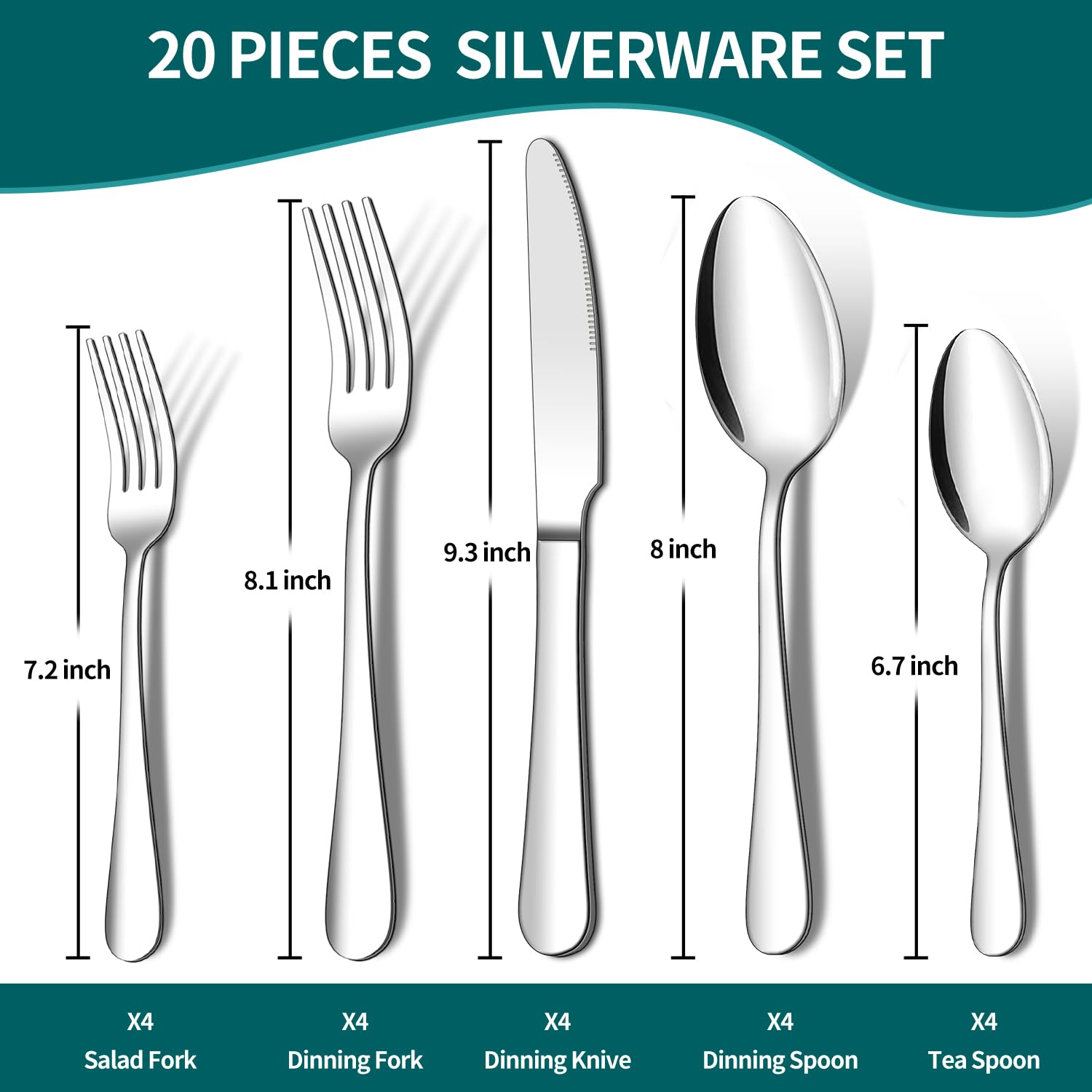 ENLOY dinner spoons four-pack with balanced grip for comfortable meals