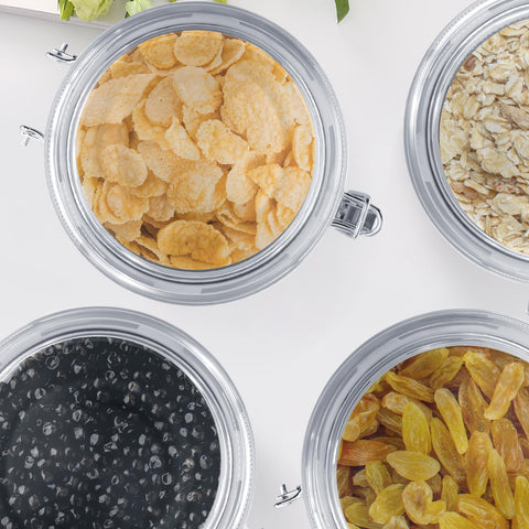 ENLOY sleek canisters on a countertop enhance cafe and home pantry aesthetics.