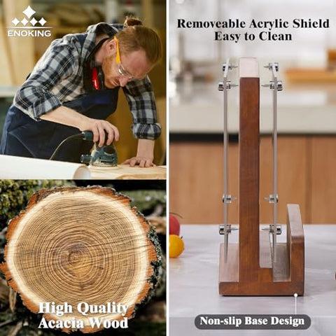 ENOKING acacia wood knife rack blends durable construction with elegant grain.