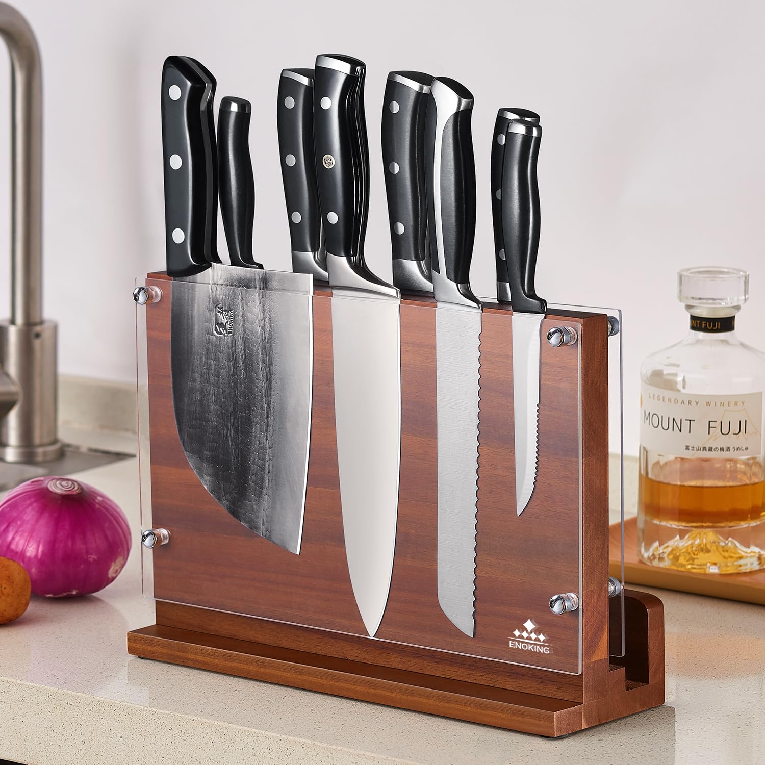 ENOKING countertop knife organization reduces clutter in the kitchen