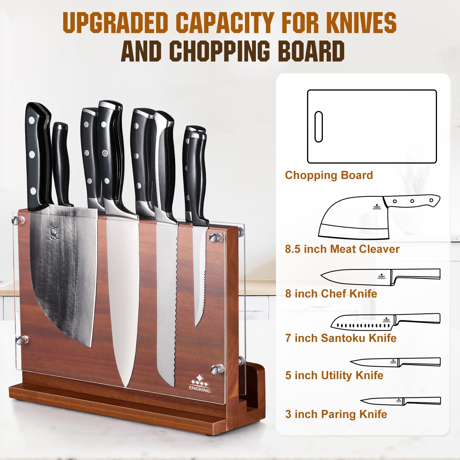 ENOKING double sided magnet securely holds various knife types