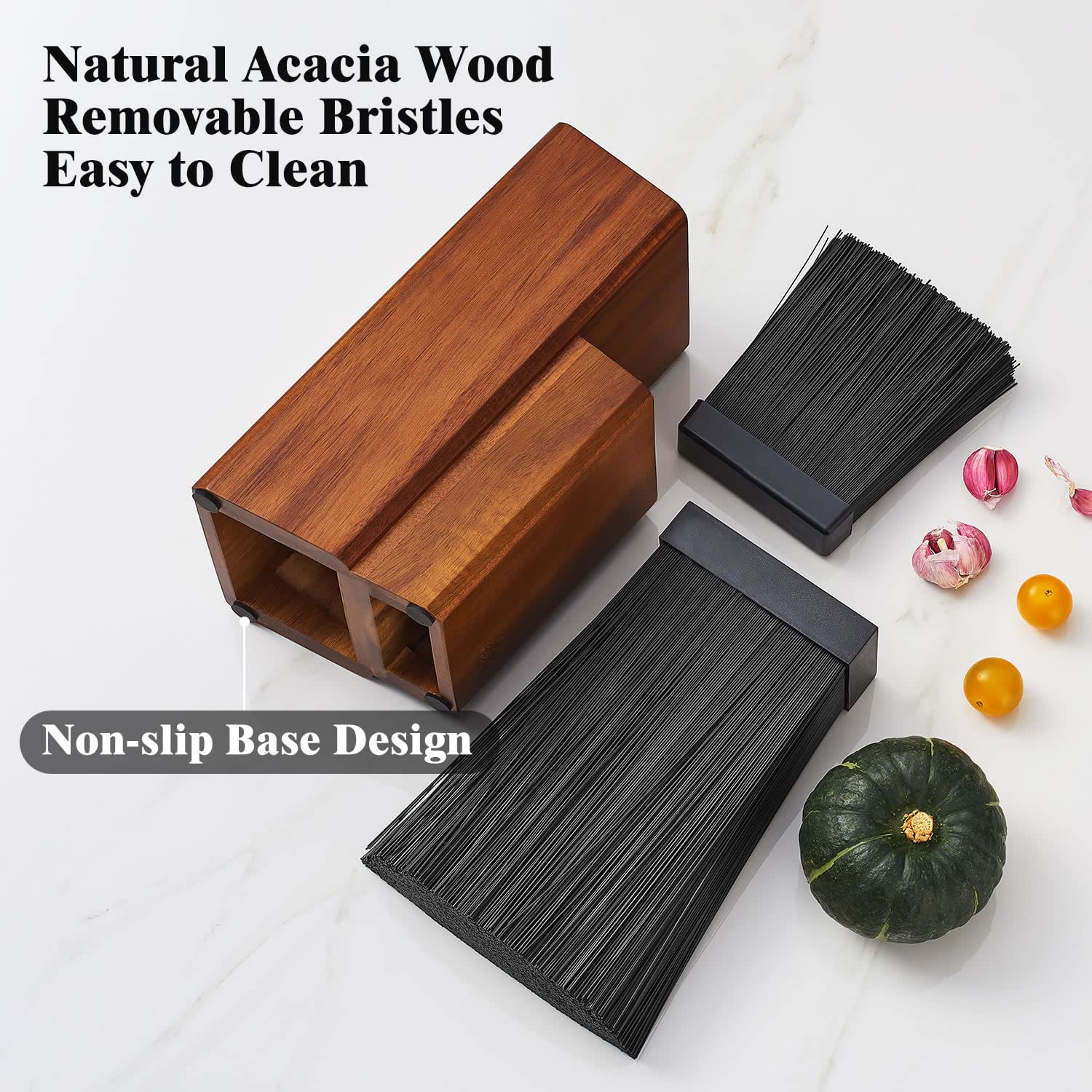 ENOKING knife block fits under cabinets, saving counter space and reducing clutter.