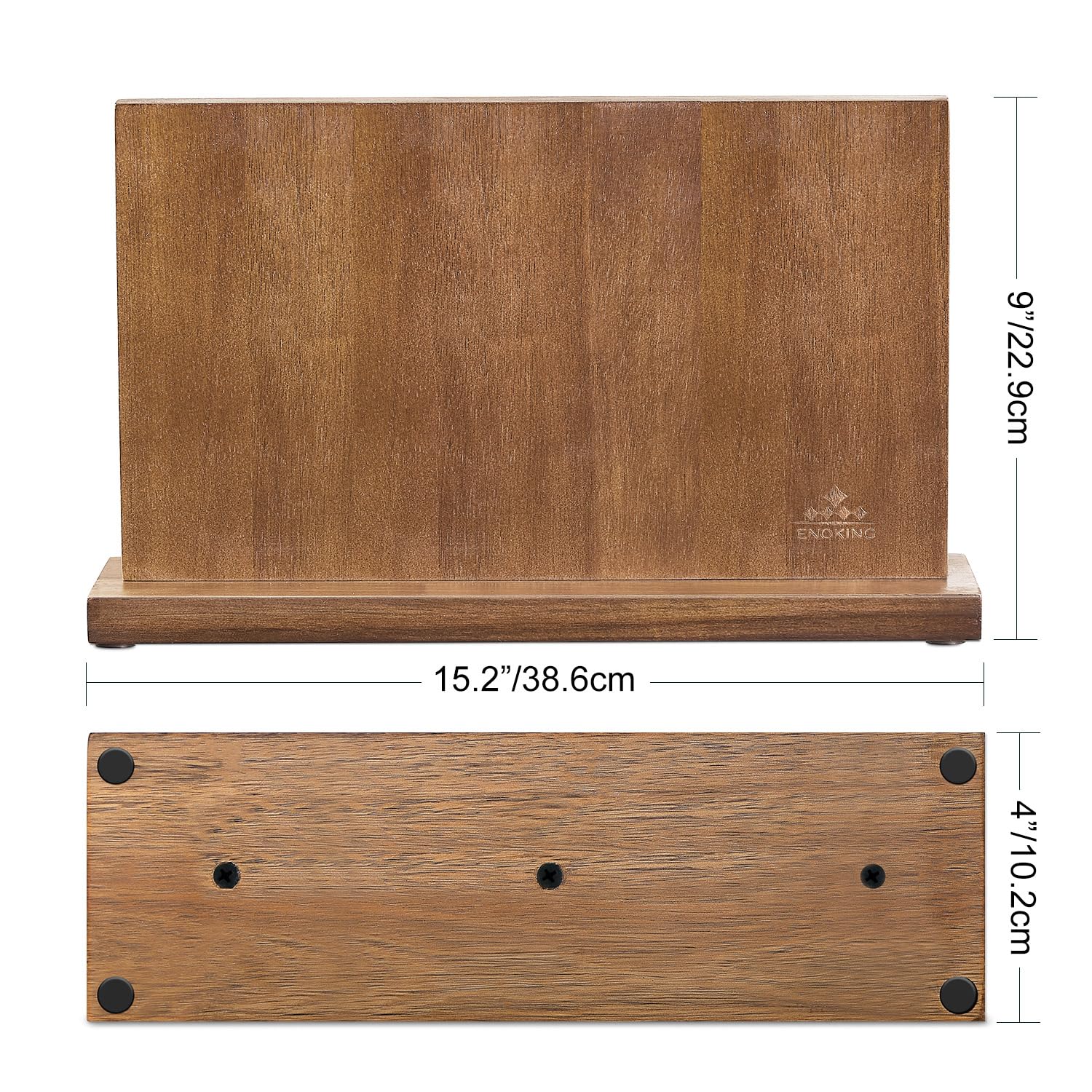 ENOKING knife block with knives secured for quick, safe kitchen access.