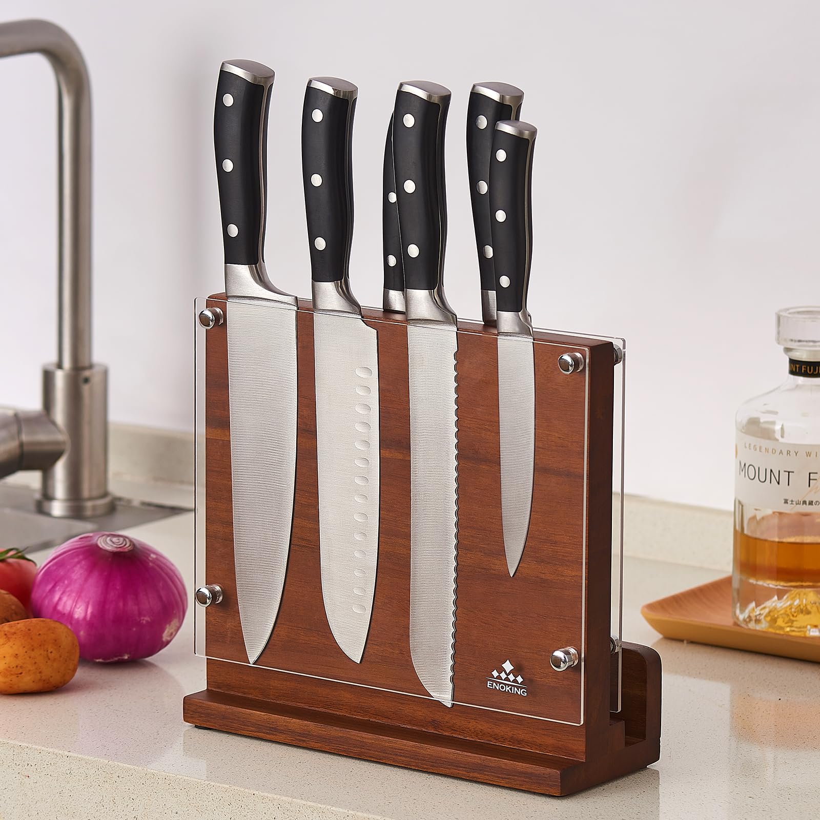 ENOKING no-installation knife storage offers quick setup and stable organization.