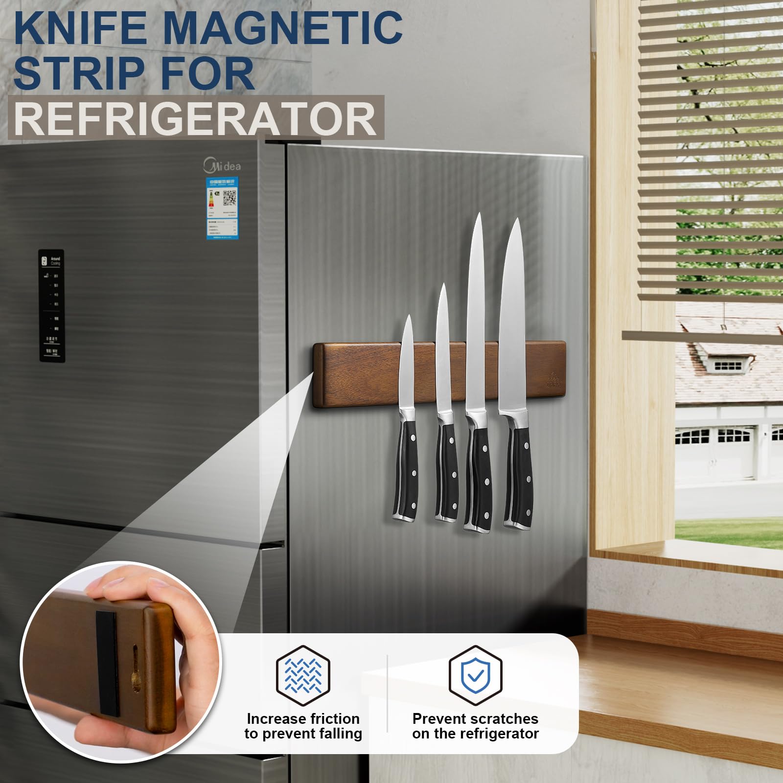 ENOKING space saving knife strip keeps kitchen organized