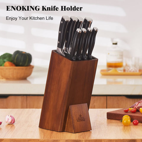 ENOKING knife block offers large capacity for storing several blades within reach.
