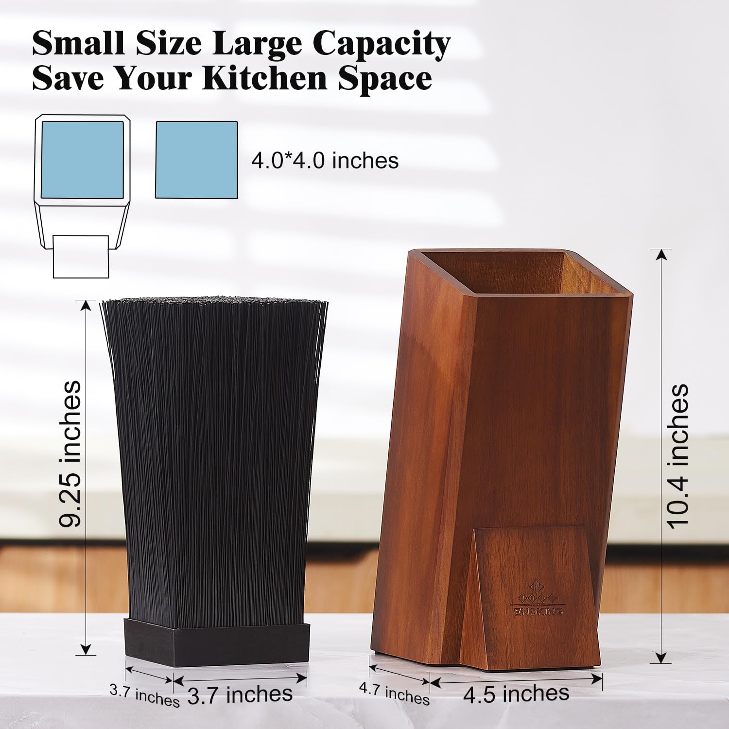 ENOKING non-slip base keeps the block steady during use on the counter.