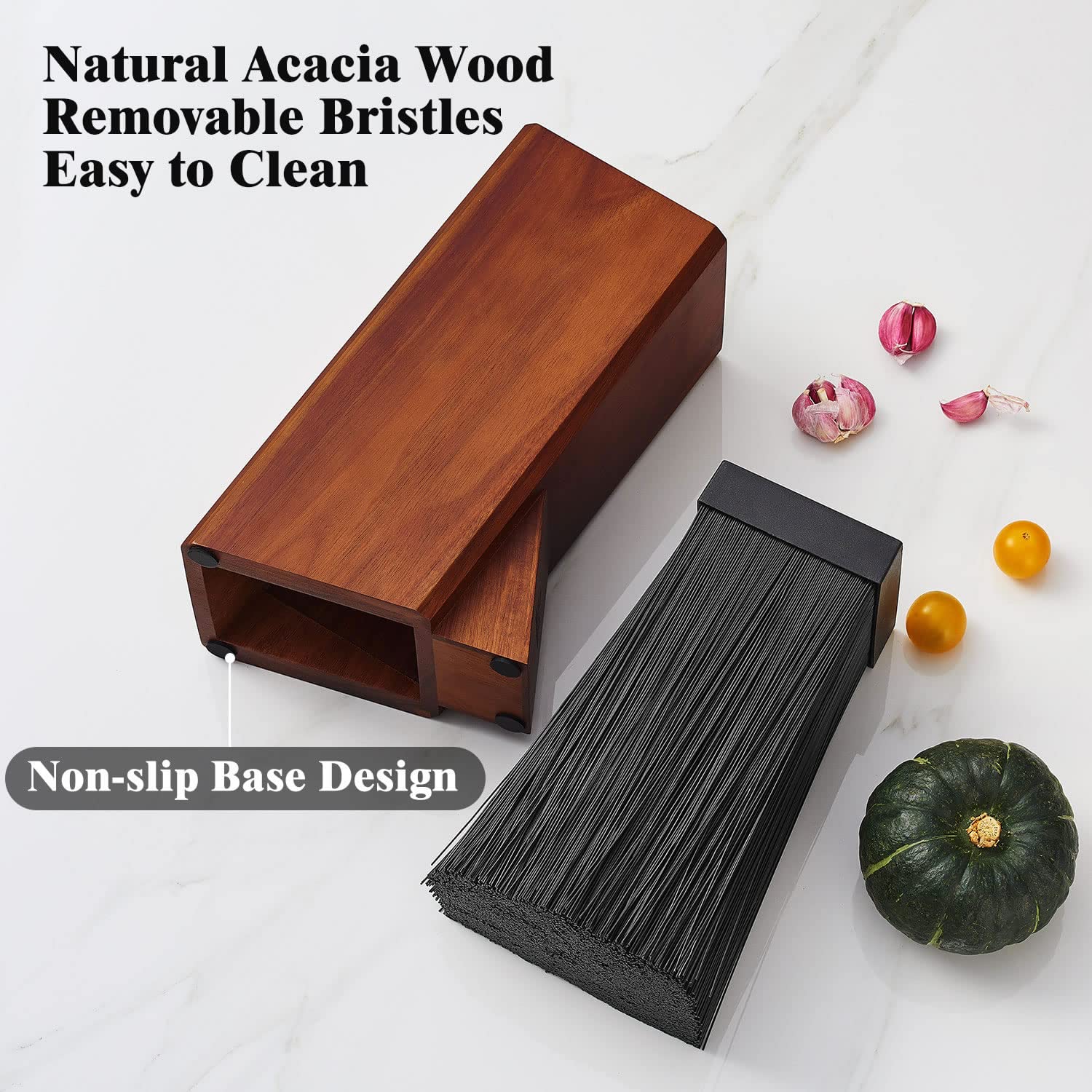 ENOKING knife block with removable bristles facilitates easy cleaning and maintenance.
