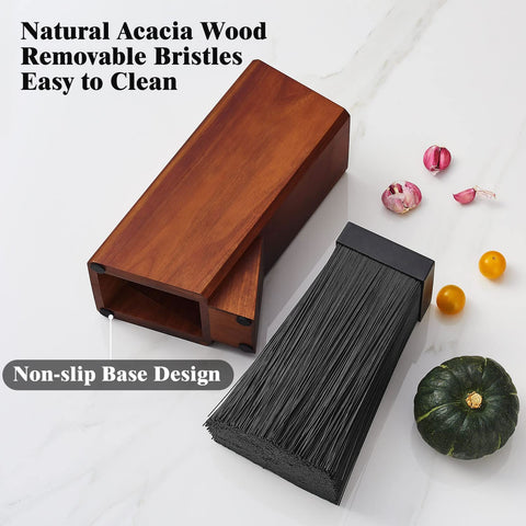 ENOKING knife block with removable bristles facilitates easy cleaning and maintenance.