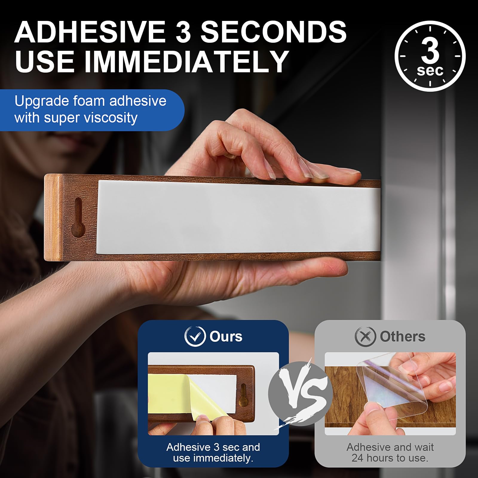 ENOKING wall mounted knife strip demonstrating quick installation