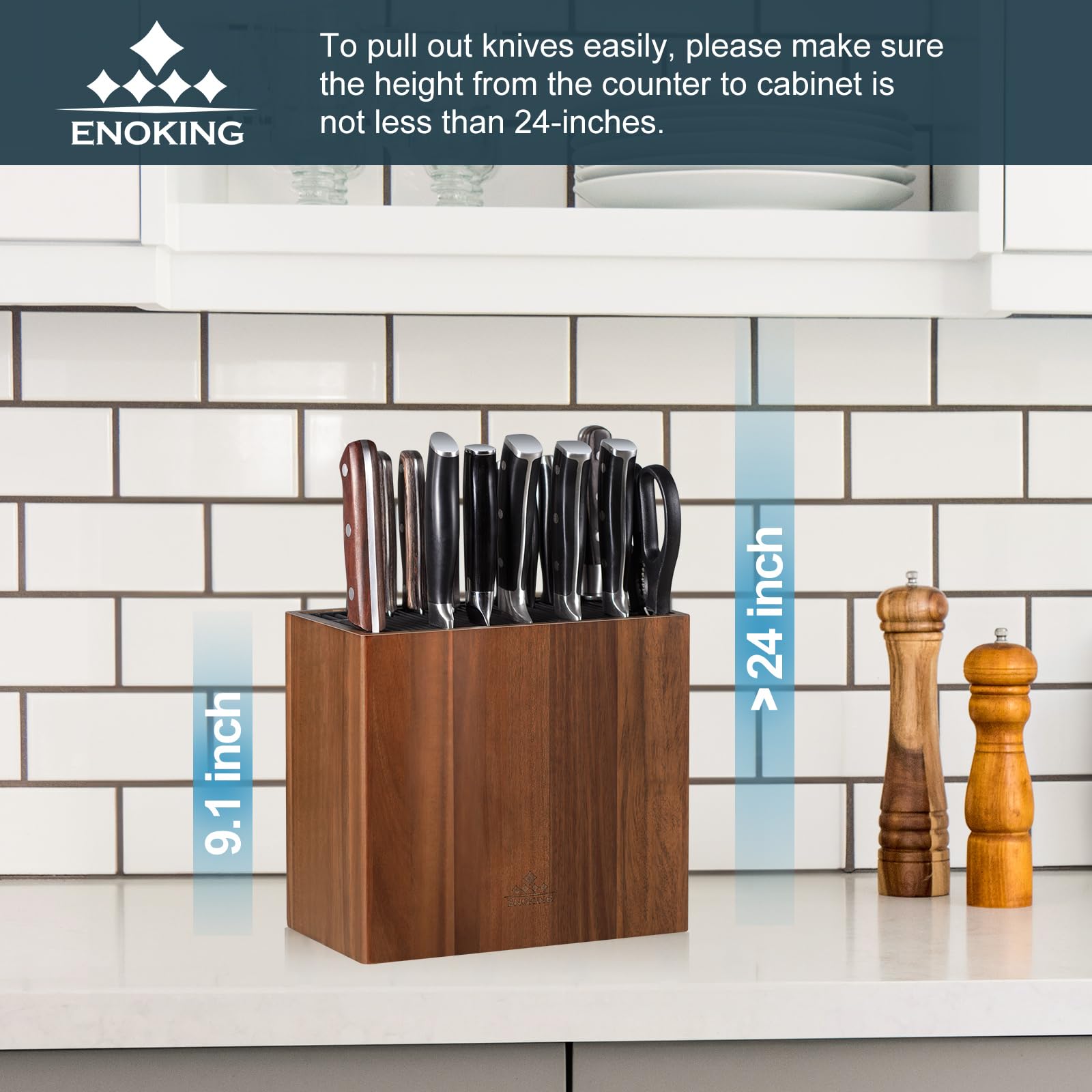 ENOKING non-slip base keeps the knife holder steady on counters