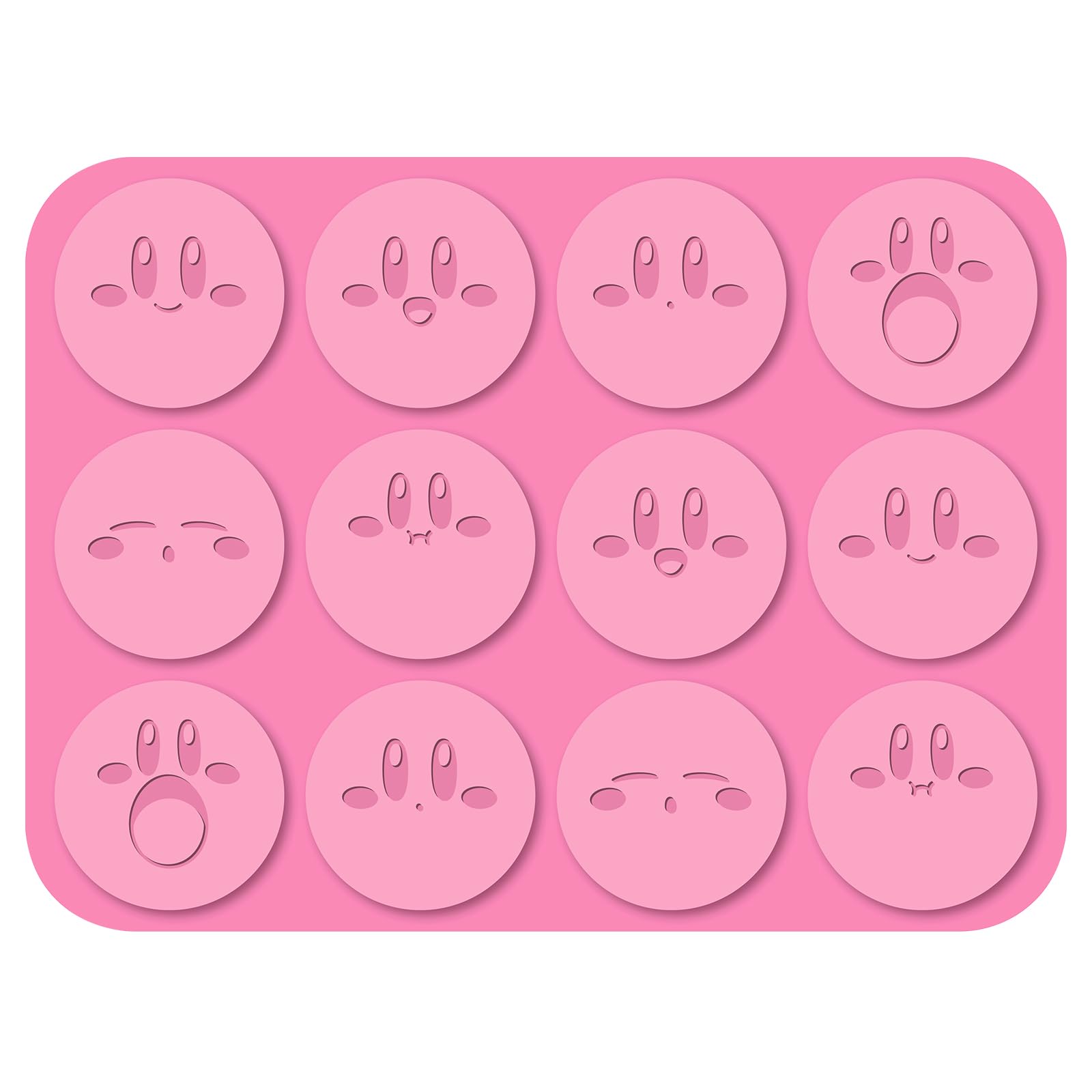 Ensky Kirby expression molds showcasing six faces for fun desserts.