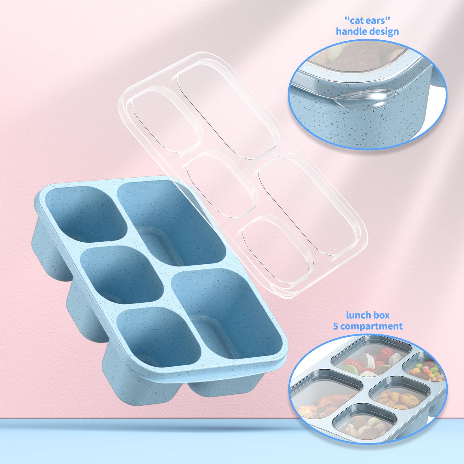 Enstphjoy Bento Box microwave, freezer, and dishwasher safe with lid removed.