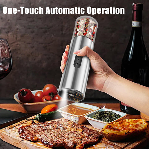 Enutogo electric grinder enables one-hand operation while cooking.