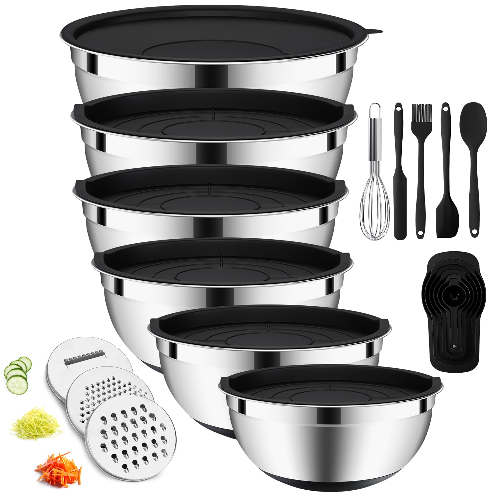 ENVTEK 20-piece mixing bowls with airtight lids for fresh prep and organized storage.