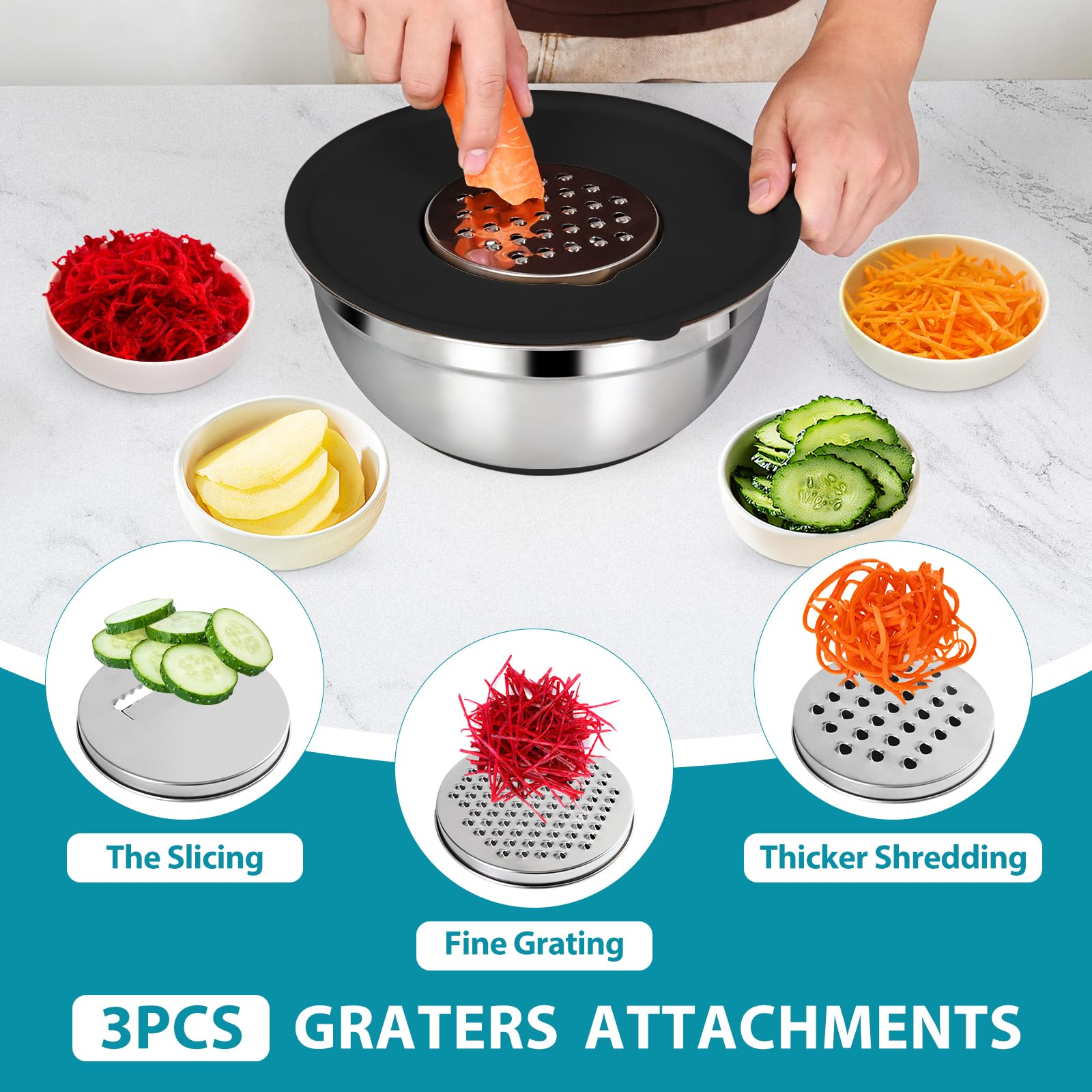 ENVTEK 5QT bowl features removable center lid for easy ingredient addition.