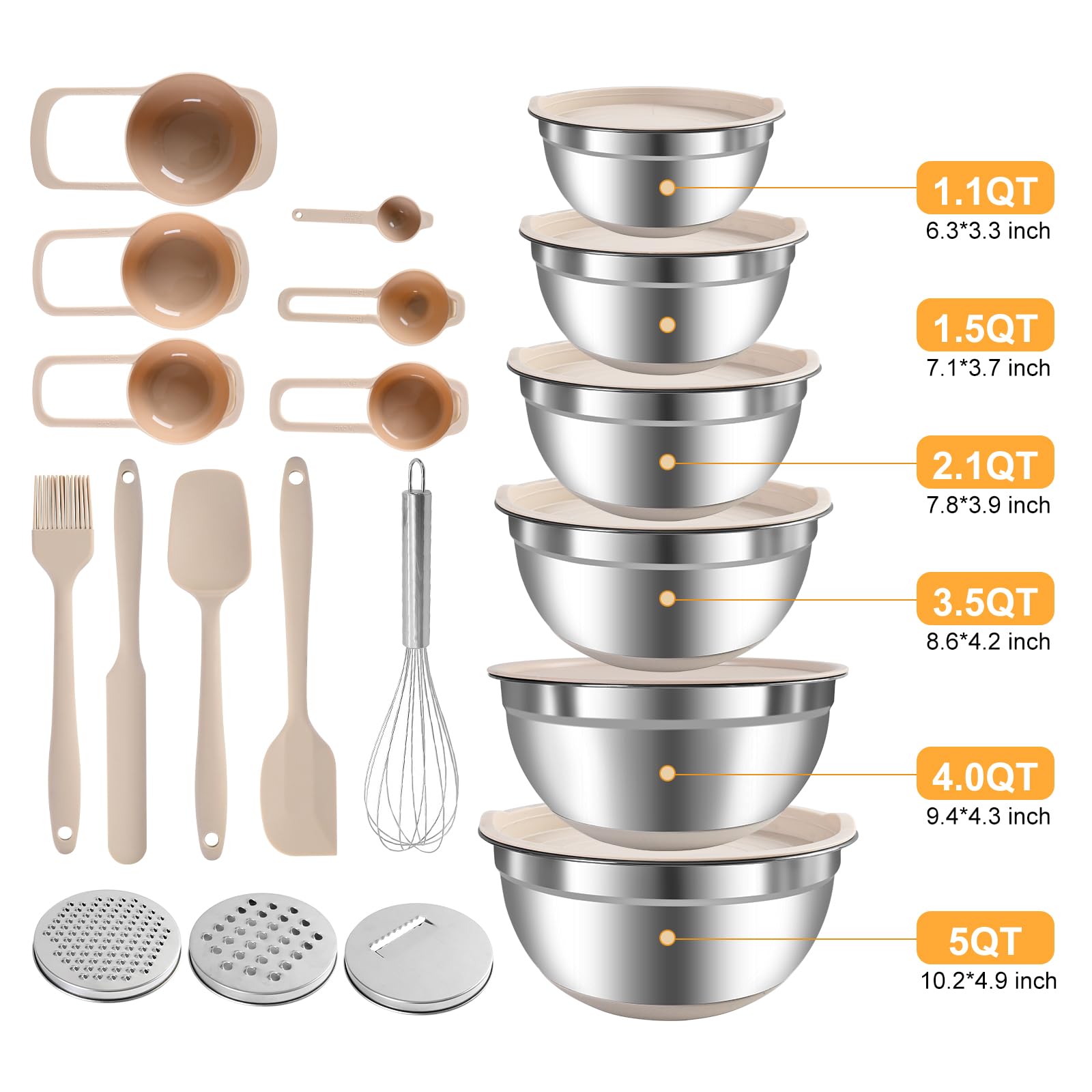 ENVTEK stainless steel bowls with a bright mirror-polish interior for easy cleaning