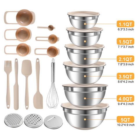ENVTEK stainless steel bowls with a bright mirror-polish interior for easy cleaning