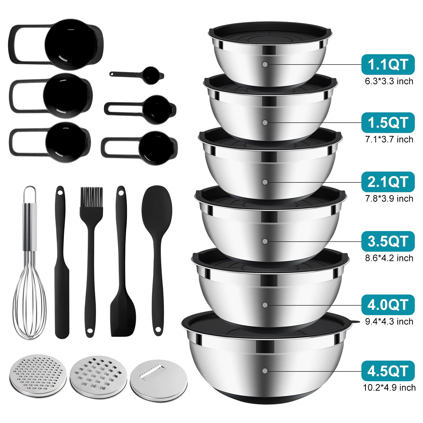 ENVTEK bowls with non-slip silicone bottoms provide stable prep and countertop protection.