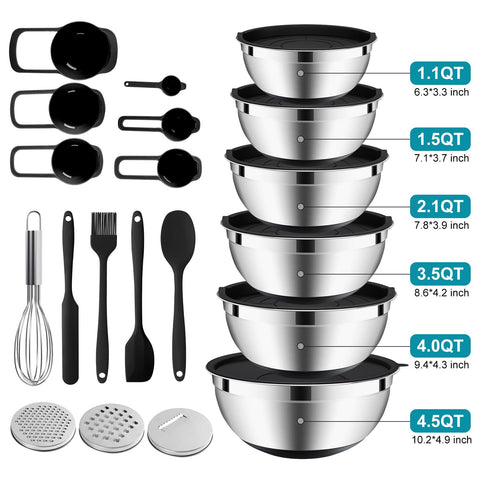 ENVTEK bowls with non-slip silicone bottoms provide stable prep and countertop protection.