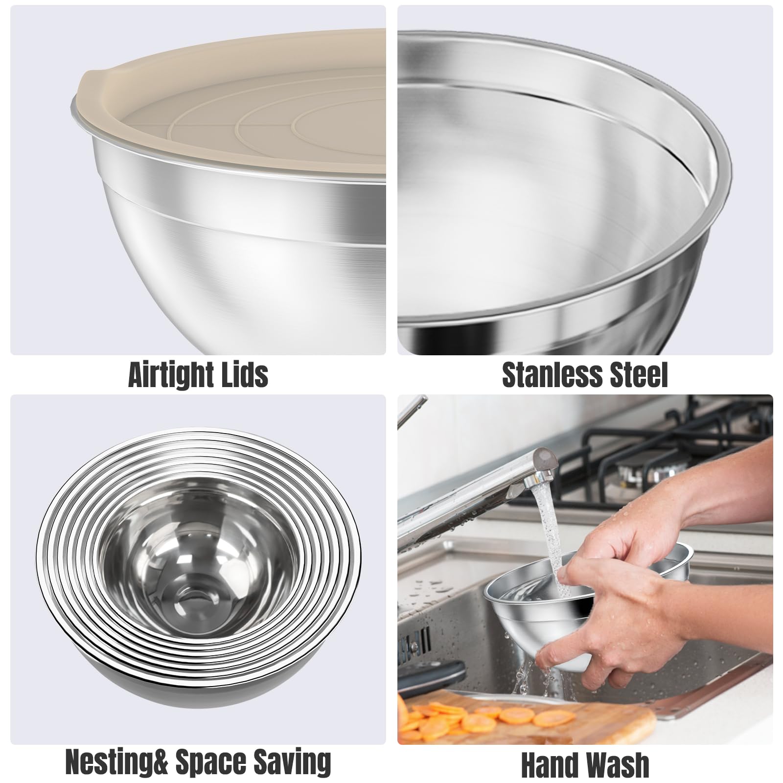 ENVTEK BPA-free lids seal freshness and reduce splashes during prep.