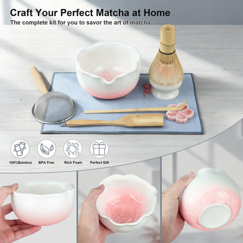 ENVTEK bamboo whisk in action delivering frothy matcha