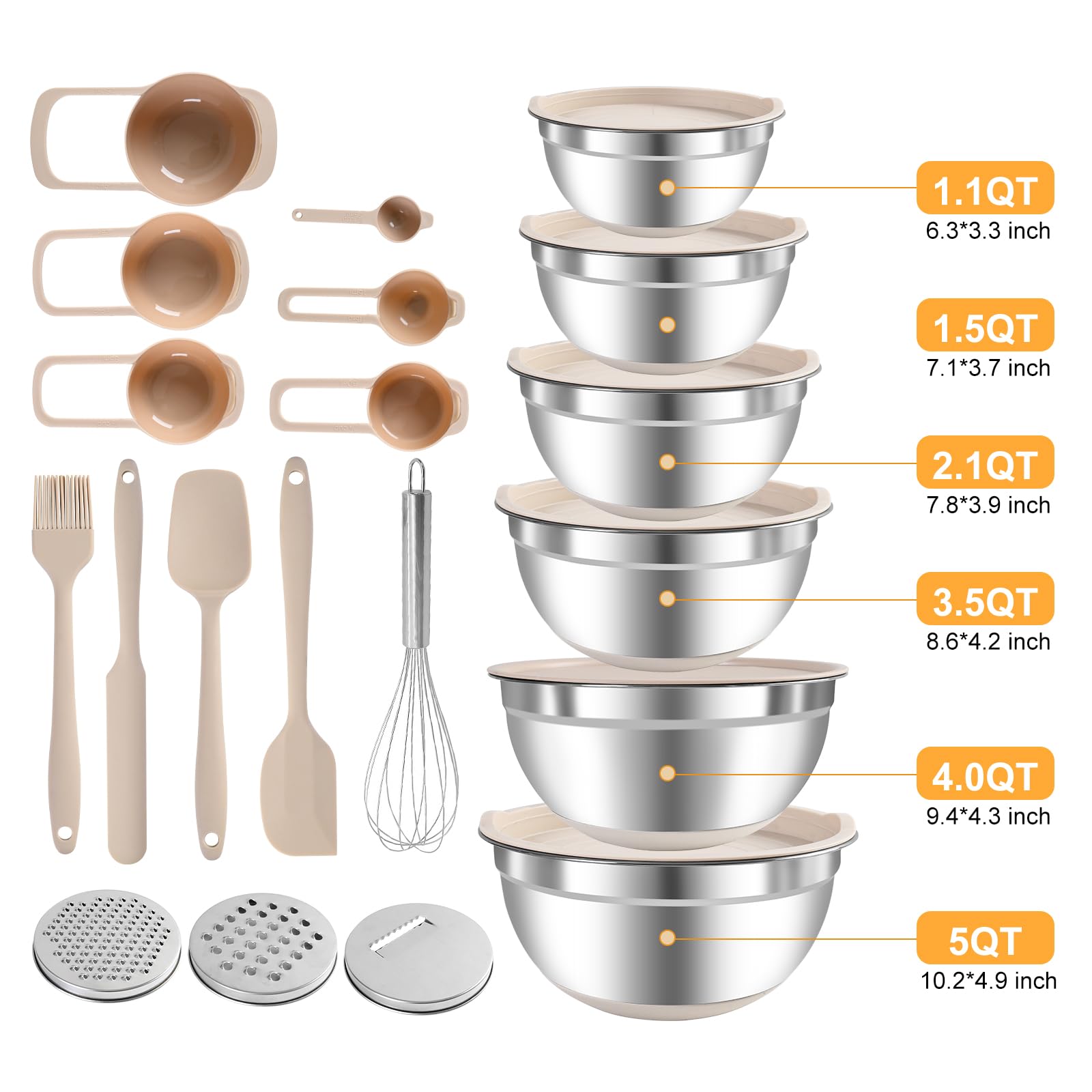 ENVTEK khaki-toned set suited for everyday prep and entertaining