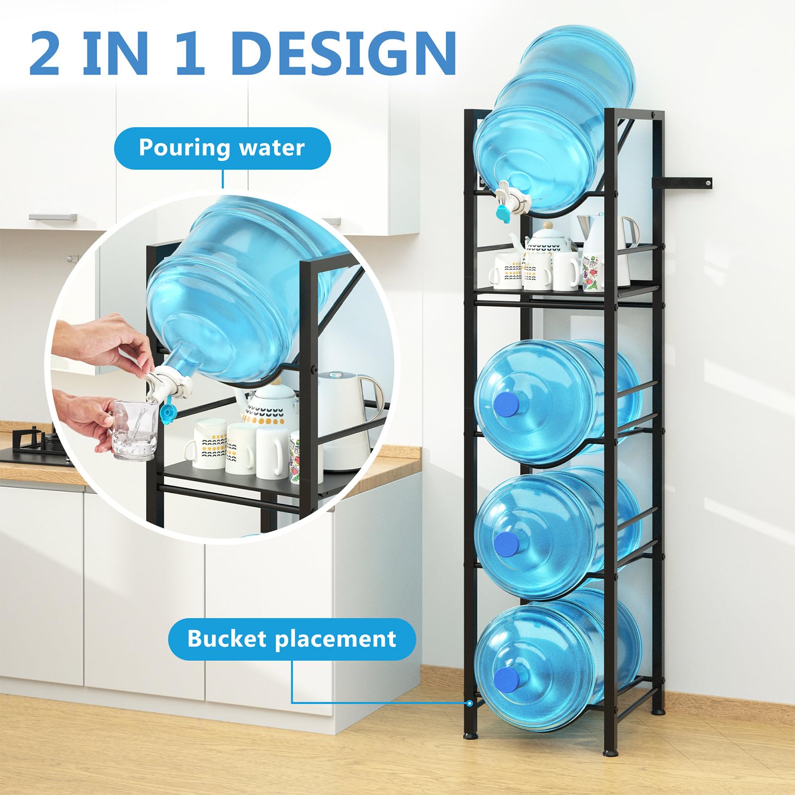 Eocnrhe 2-in-1 holder with three-tier storage keeps bottles organized in compact spaces.