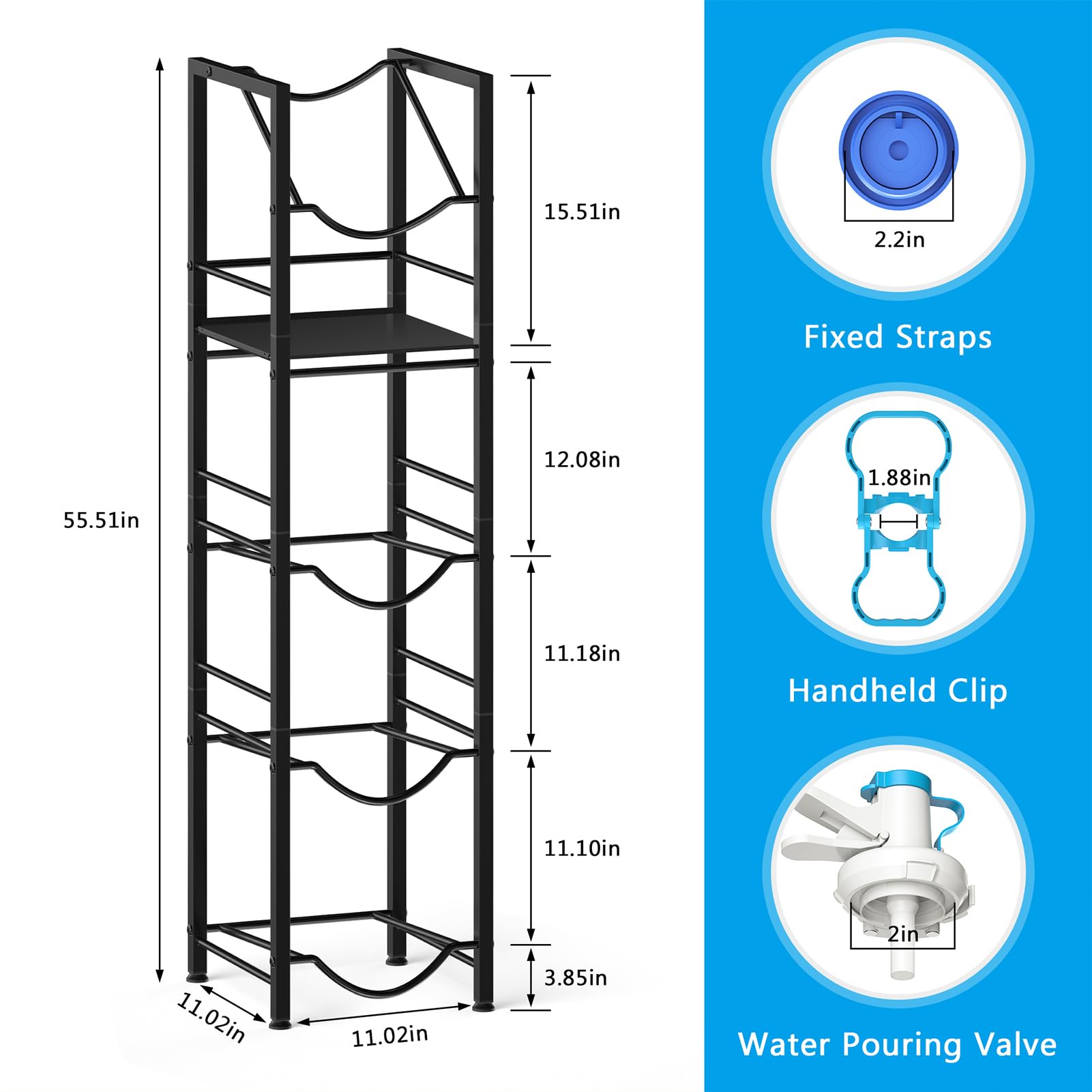 Eocnrhe rubber feet protect floors while keeping the stand steady.