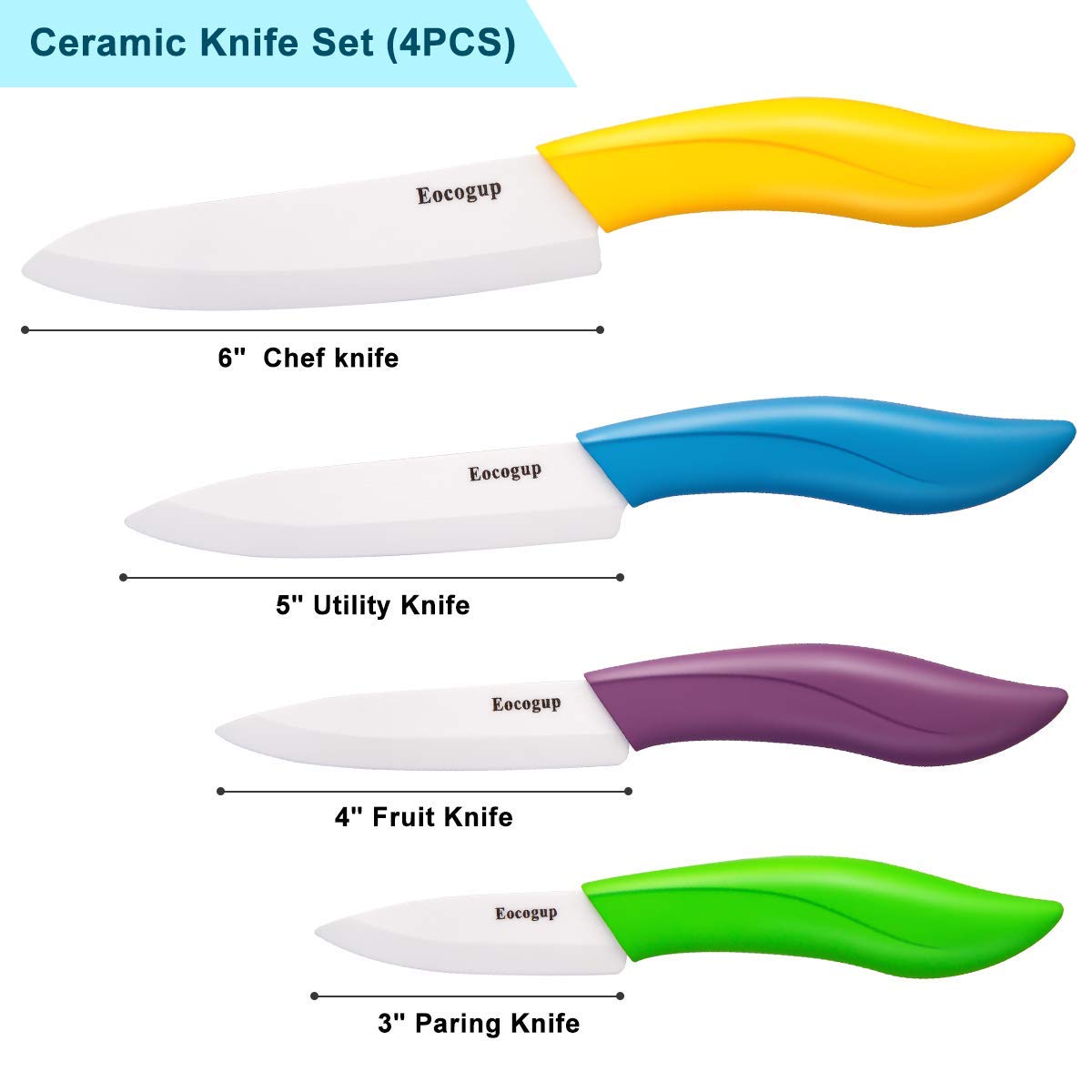 Eocogup ceramic knives rust proof and easy to clean