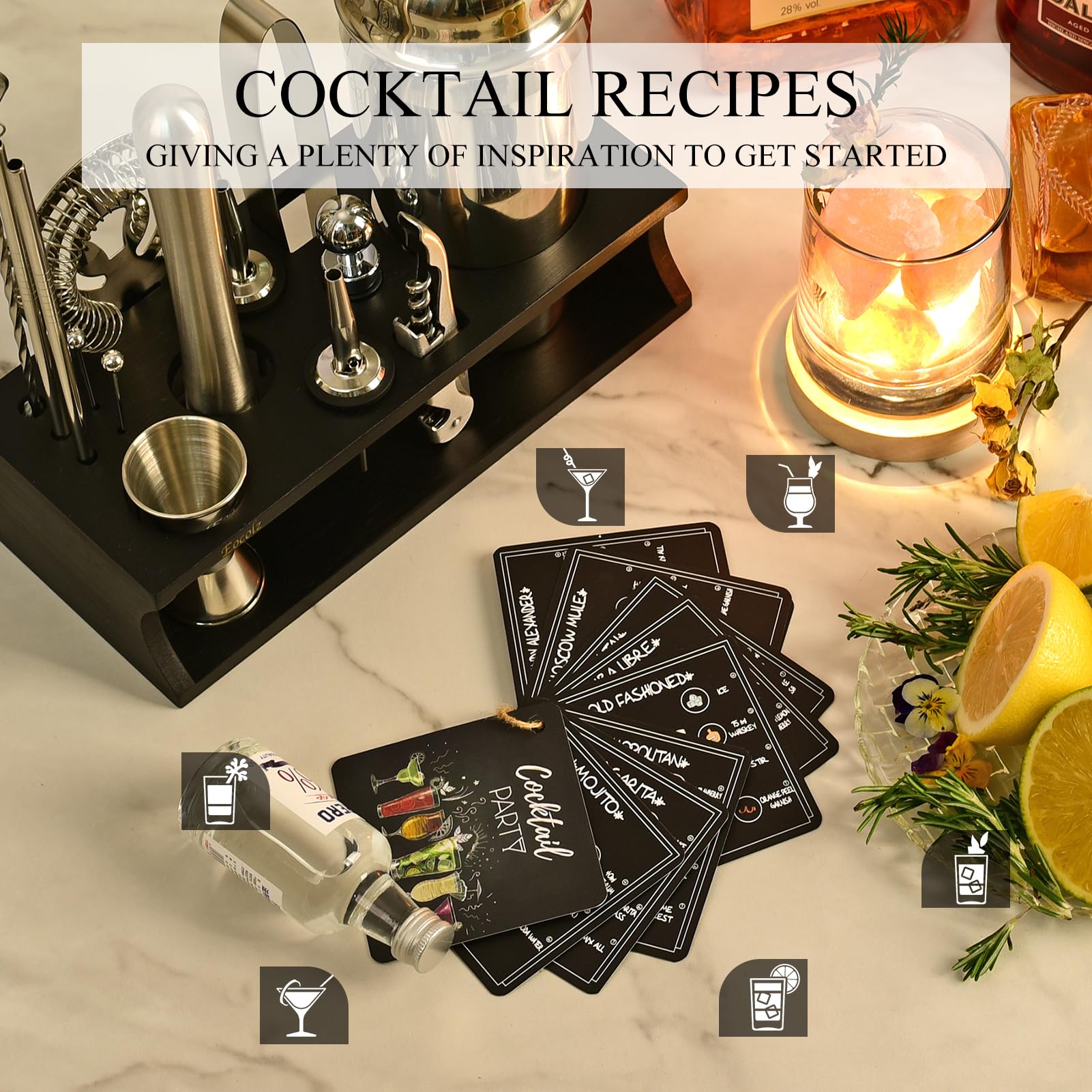 Eocolz Strainer and Ice Tongs keep drinks clean and clear.