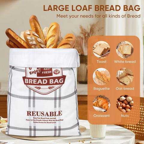 EOMEOH reusable linen bread bag promotes eco-friendly kitchen storage