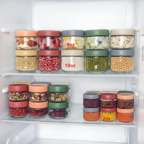 EONJOE stackable glass jar saves cabinet space and promotes neat storage.