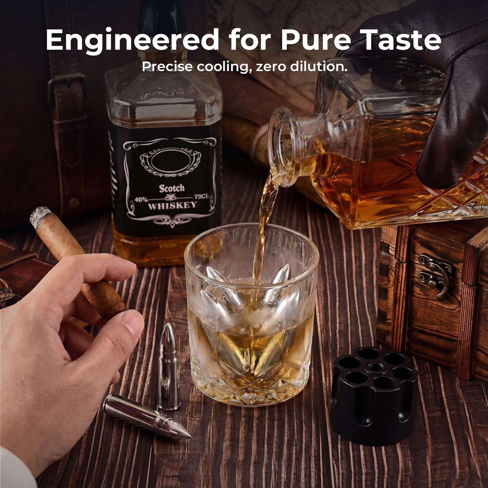 EooCoo stainless steel whiskey stones cool drinks without diluting aroma.