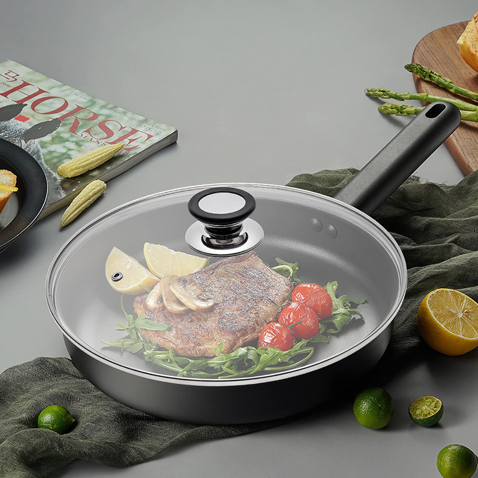 Eooch clear lid enhances visibility for slow cooking and sautéing