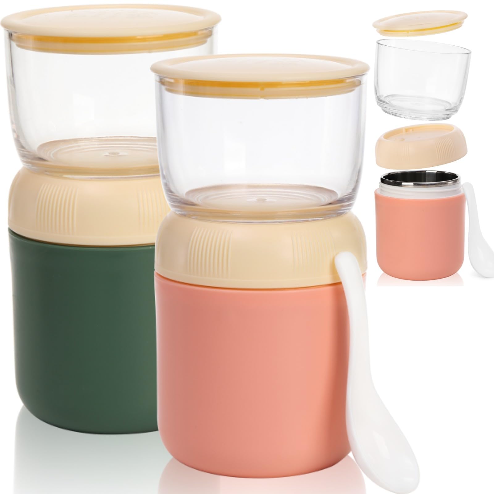 Eorbow 2-pack insulated yogurt container top bowl keeps breakfasts fresh on the go.