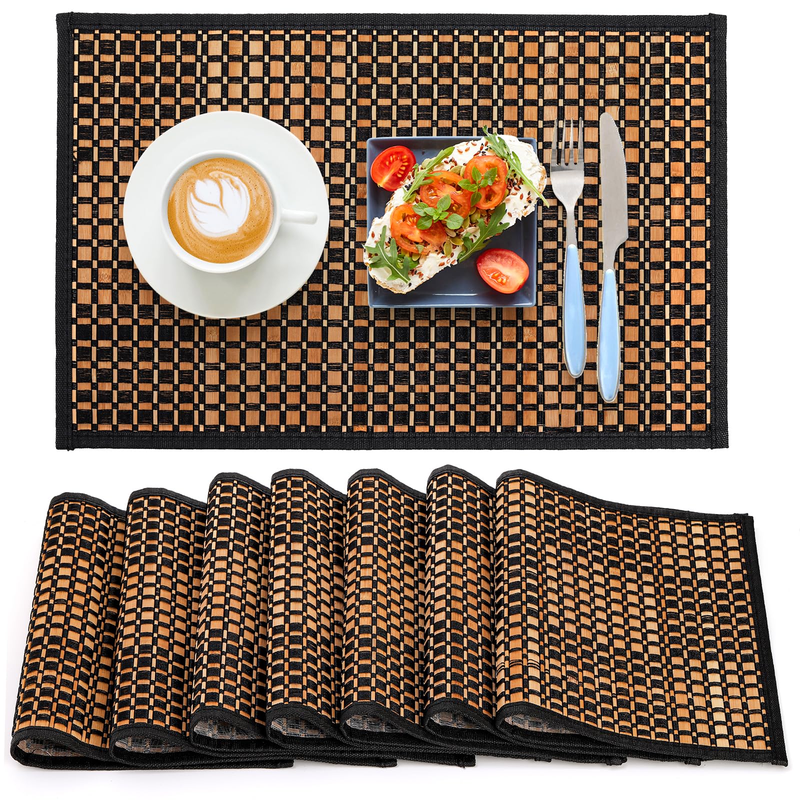 Eorbow 8-pack bamboo placemats protect surfaces with natural, stylish appeal.
