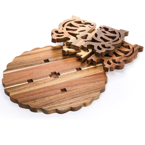 Eorbow acacia wood cupcake holder used as versatile party centerpiece