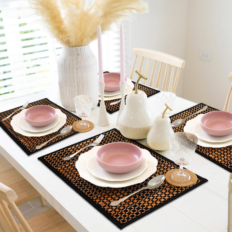 Eorbow black and brown plaid pattern adds elegant flair to table settings.