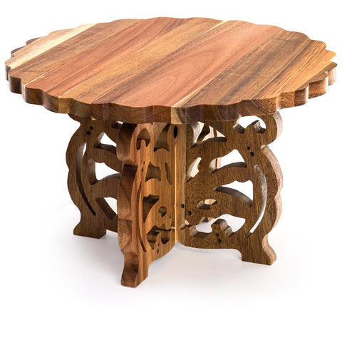 Eorbow cake pedestal in acacia wood offering sturdy support for desserts