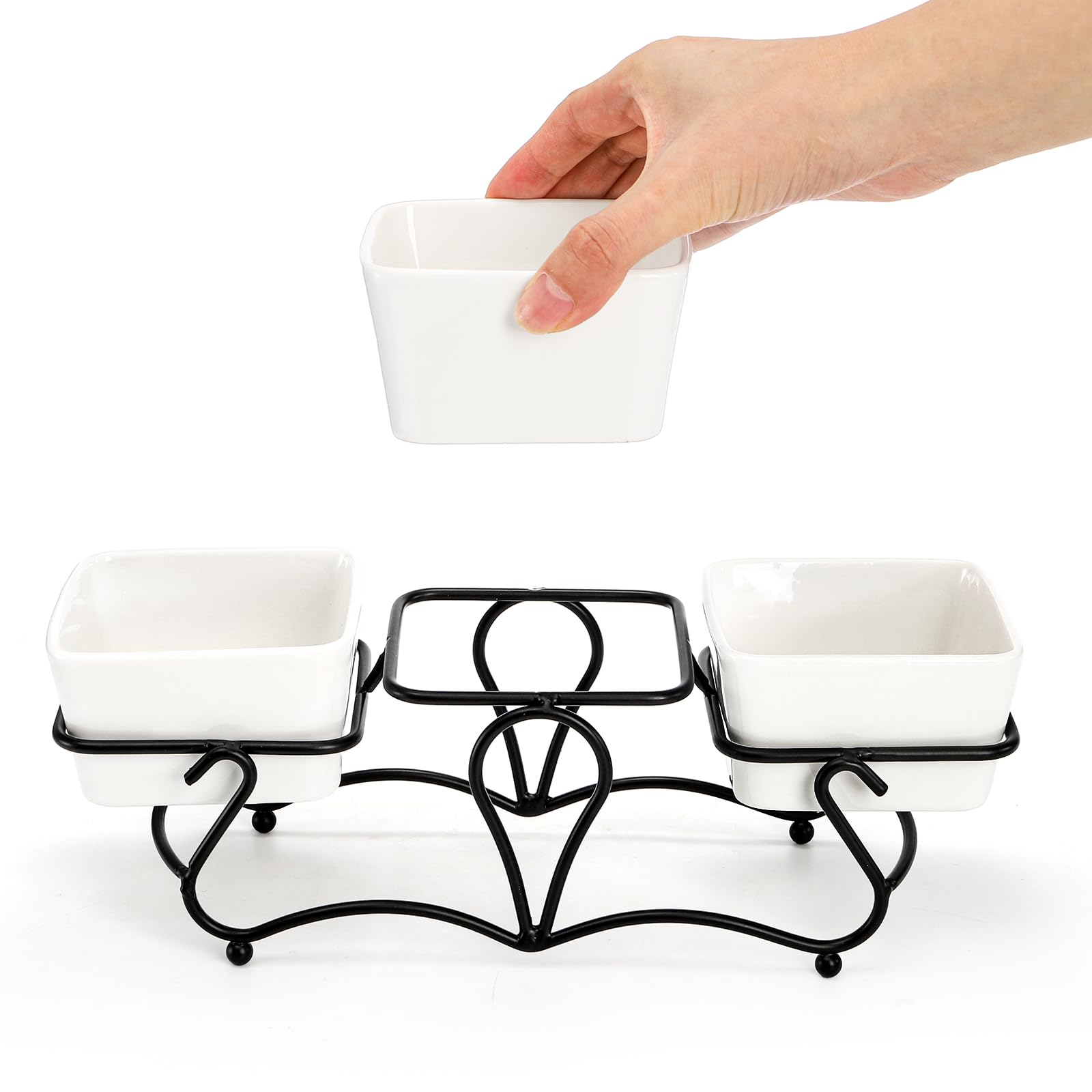 Eorbow ceramic condiment servers versatile for snacks, dips, and sauces.