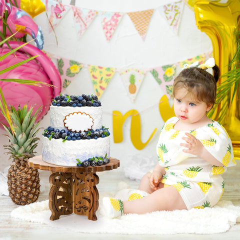 Eorbow cookies and candies display on a stylish wood pedestal
