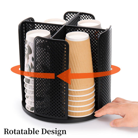 Eorbow countertop storage holds 8oz to 16oz cups and lids.