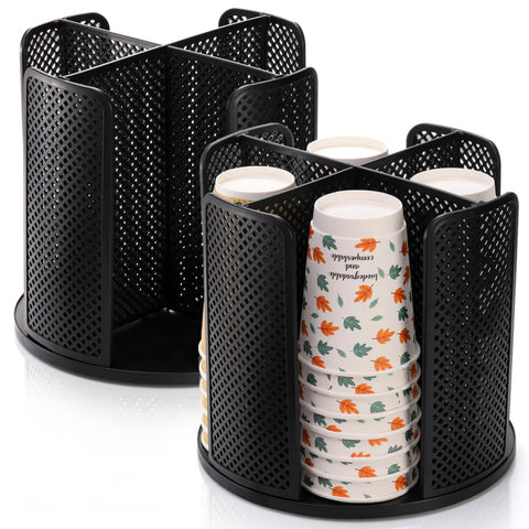 Eorbow cup dispenser with rotatable 360 tray for quick office access.