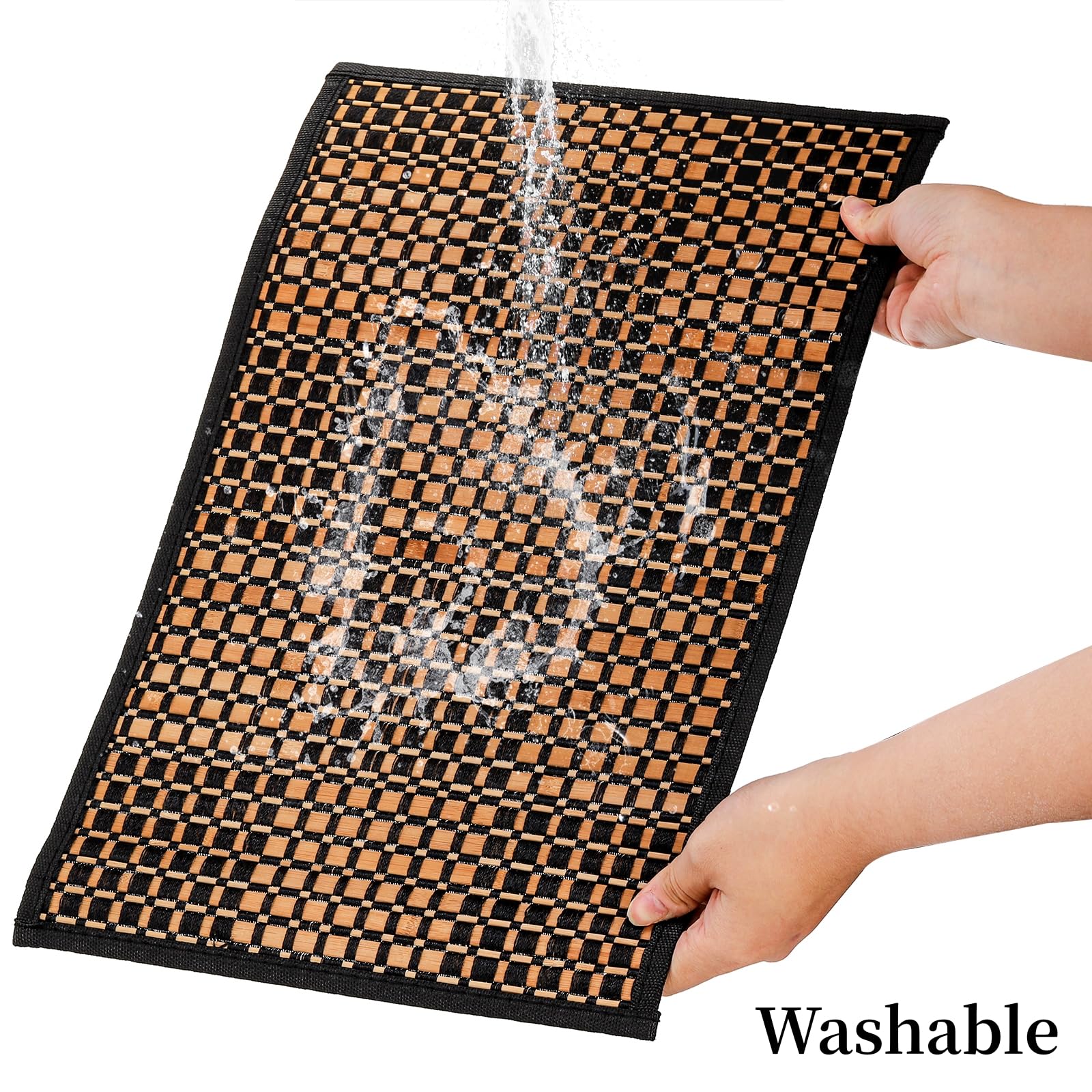 Eorbow heat-resistant bamboo placemats shield furniture from hot dishes during meals.