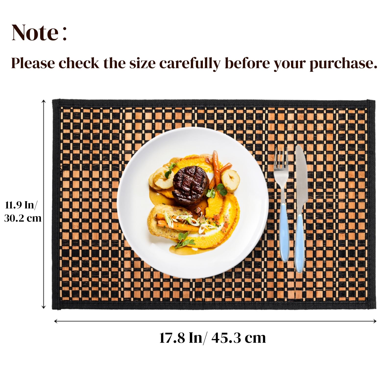 Eorbow natural bamboo rectangle placemats are lightweight, durable, and easy to wipe clean.